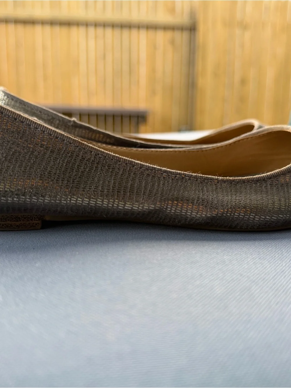 Pointed Toe Metallic Gray Women's Flats